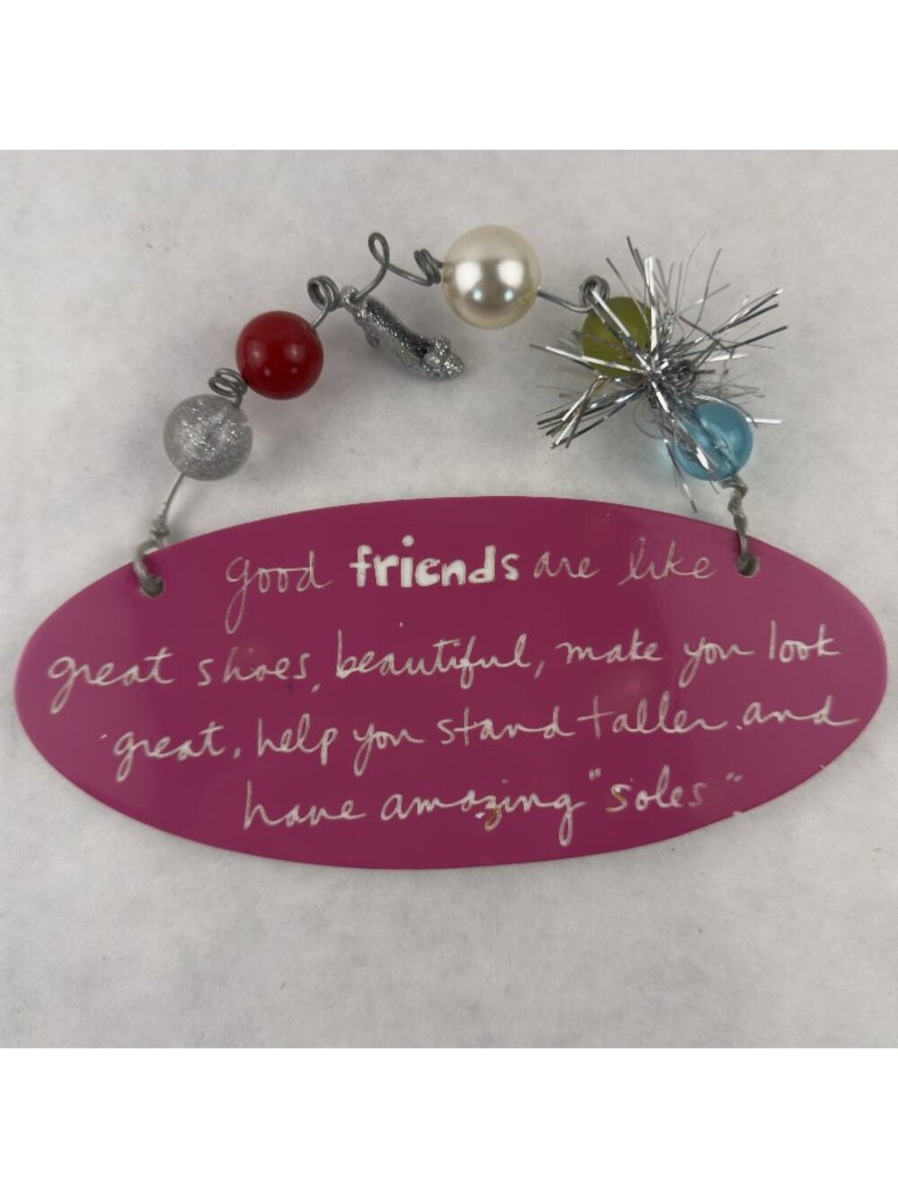 Vtg Good Friends Are Like Great Shoes Hanging Plaque By Sandra Magsamen 7" Oval